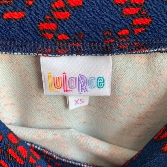 NWT LuLaRoe Blue & Red Geometric Cassie Skirt - Picture 3 of 5